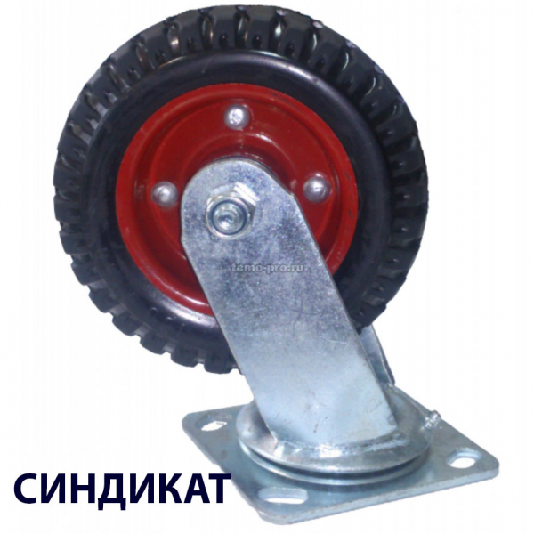 Z13-01-125-302B Колесо литая резина красный диск поворотное  125мм