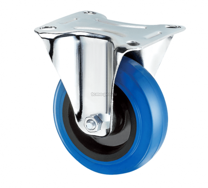 Z01-02-200-334L Колесо с эластичной синей резиной поворотное 200 мм